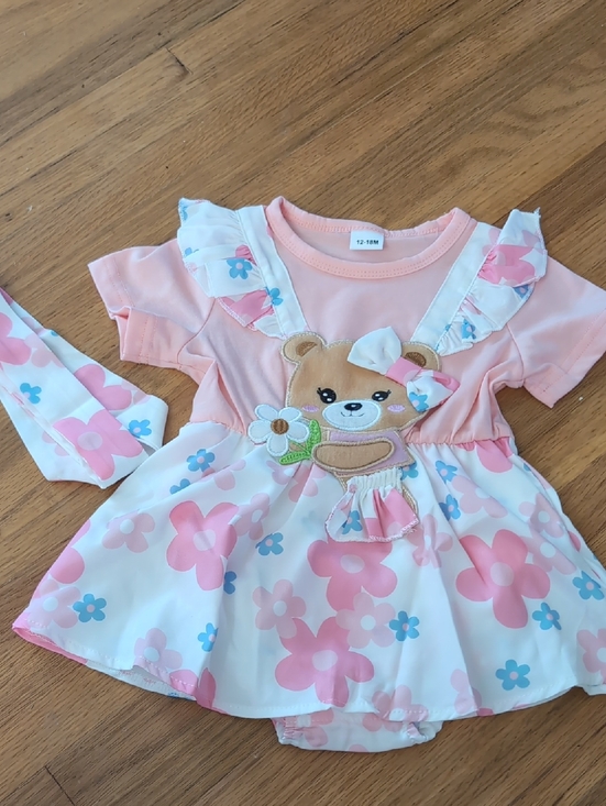 Other - Pink Floral Bear Baby Dress Romper